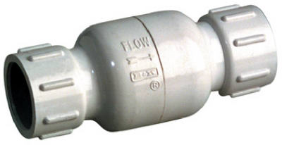 PVC Check Valve, Threaded, White, Schedule 40, 1-1/4-In.