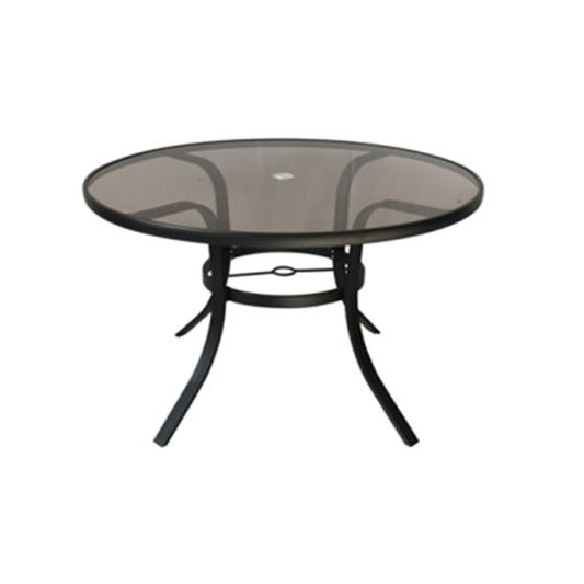 Living Accents Icarus Black Round Tempered Glass Patio Table