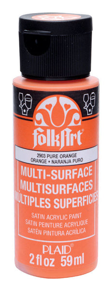 Plaid FolkArt Satin Pure Orange Hobby Paint 2 oz. (Pack of 3)