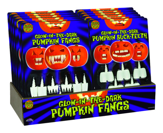 Pumpkin Pro Glow-In-The-Dark Pumpkin Fangs Pumpkin Accessory 10-1/2 in. H x 15 in. W 1 pk (Pack of 24)