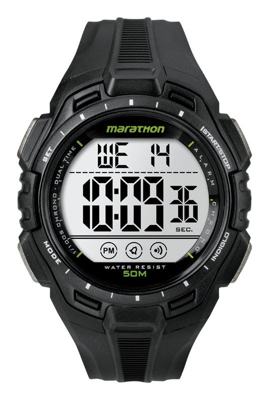 Timex Mens Round Black Digital Sports Watch Resin Water Resistant