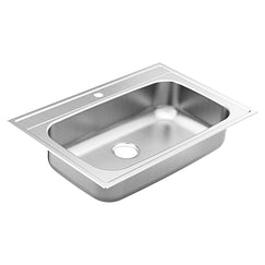 33"x22" stainless steel 18 gauge single bowl drop in sink