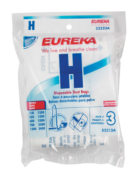 Eureka  H Style  Vacuum Bag  For Fits all Canister models and PowerTeam models 500, 550, 600, 700, 1240, 1250, 1500, 3200, 3300, and 3400.