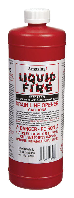 Amazing Liquid Fire  Liquid  Drain Opener  32 oz. (Pack of 12)