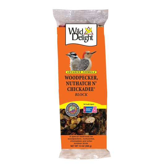 Wild Delight Woodpecker, Nuthatch & Chickadee Bird Food Block Sunflower Seeds 13 oz. (Pack of 10)