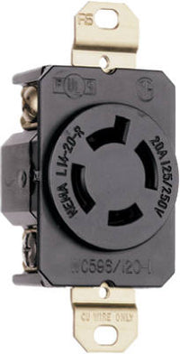 Locking Outlet, Black,  NEMA L14-20r, 125/250-Volt