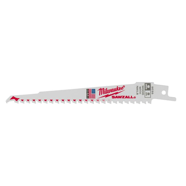 Milwaukee SAWZALL 6 in. Bi-Metal Reciprocating Saw Blade 5 TPI (Pack of 10)