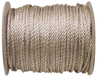 Unmanilla Rope, Twisted Polypropylene, Brown, 1/4-In. x 1200-Ft.