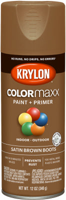 COLORmaxx Spray Paint + Primer, Satin Brown Boots, 12-oz.