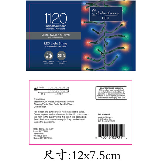 Celebrations  LED  Clear/Warm White  1120 count String Lights  32-13/16 ft.