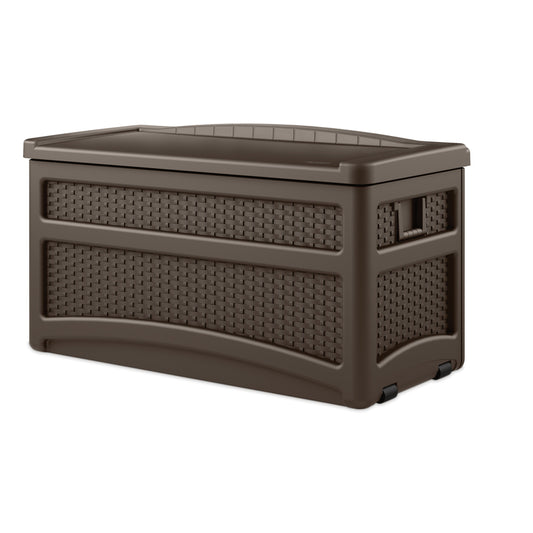 Suncast 46 in. W X 24 in. D Brown Plastic Deck Box with Seat 73 gal
