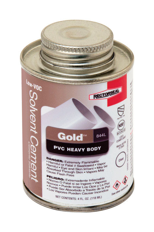 Rectorseal Gold Clear Solvent Cement For PVC 4 oz