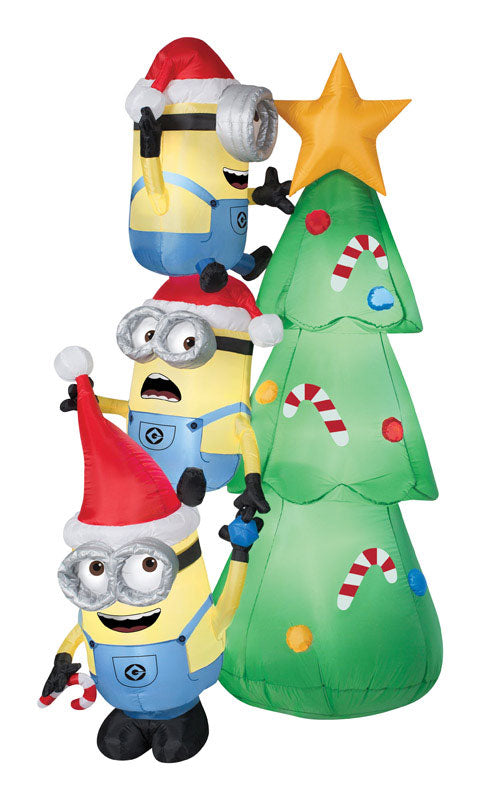 Gemmy Industries Airblown Minions with Tree Christmas Decoration Multicolored Nylon 24.41 in. X