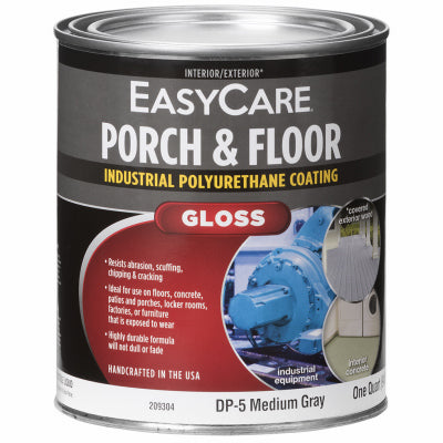 Porch & Floor Gloss Polyurethane Enamel, Medium Gray, 1-Qt. (Pack of 4)