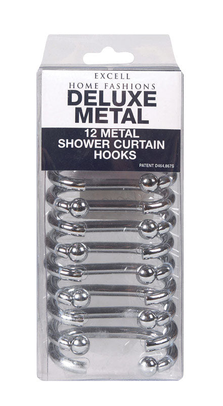 Excell Silver Metal Shower Curtain Rings 12 pk
