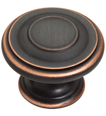 Perilla para gabinete, Harmon, bronce y cobre, 1-3/8 pulg., paquete de 10.