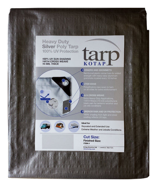 KOTAP 12 ft. W x 20 ft. L Heavy Duty Polyethylene Poly Tarp Silver (Pack of 5)