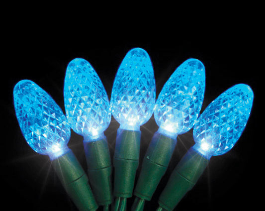 Celebrations  Platinum  LED C6  Light Set  Blue  24-1/2 ft. 50 lights Green wire