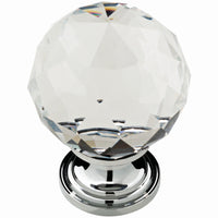Faceted Crystal Cabinet Knob, Chrome Base, 1-3/16-In.