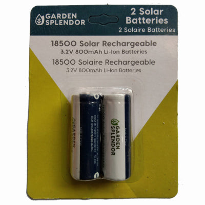 Solar Rechargeable Batteries, 18500, 2-Pk.