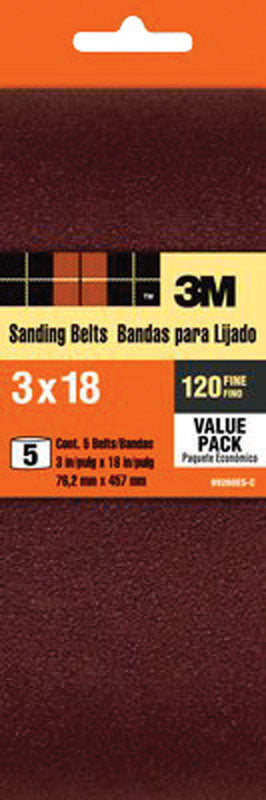 3M 18 in. L X 3 in. W Aluminum Oxide Sanding Belt 120 Grit Fine 5 pk