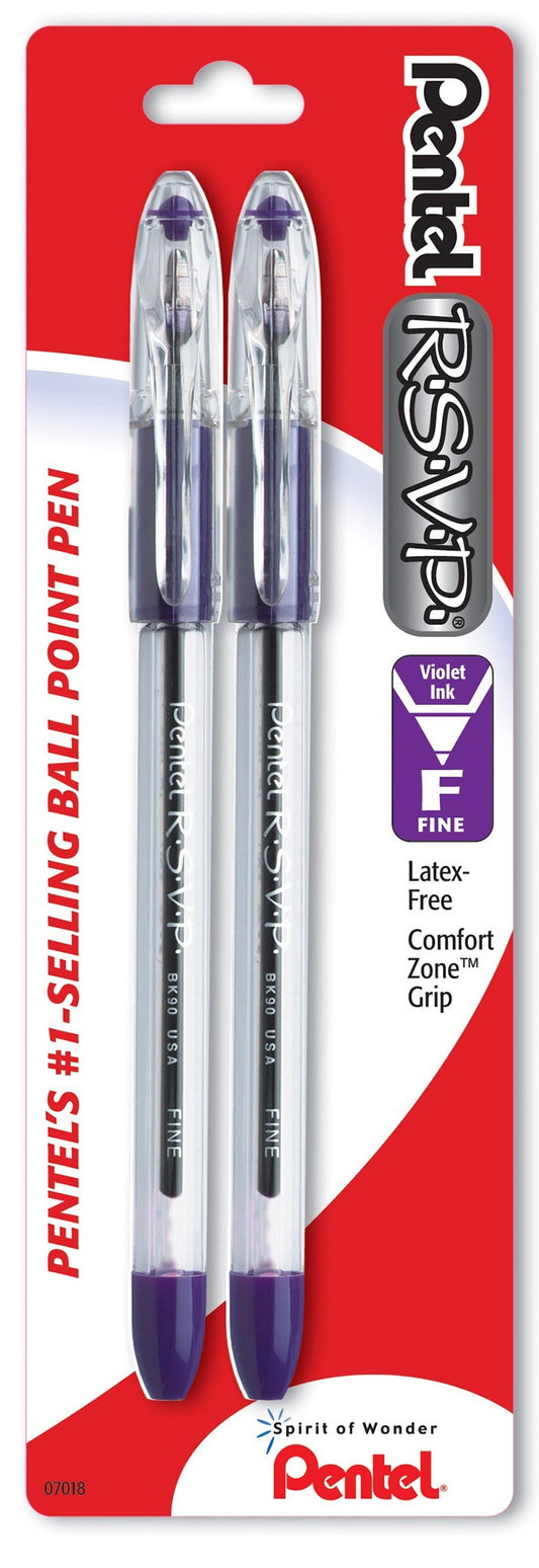 Pentel BK90BP2V RSVP Violet Ballpoint Pen (Pack of 6)