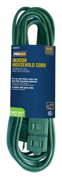 Projex Indoor 15 ft. L Green Extension Cord 16/2 SPT-2