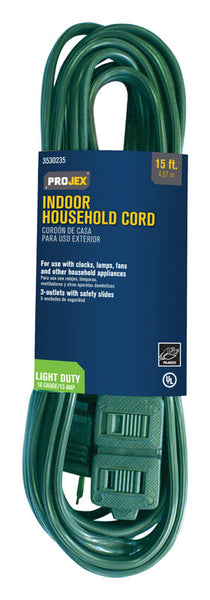 Projex Indoor 15 ft. L Green Extension Cord 16/2 SPT-2