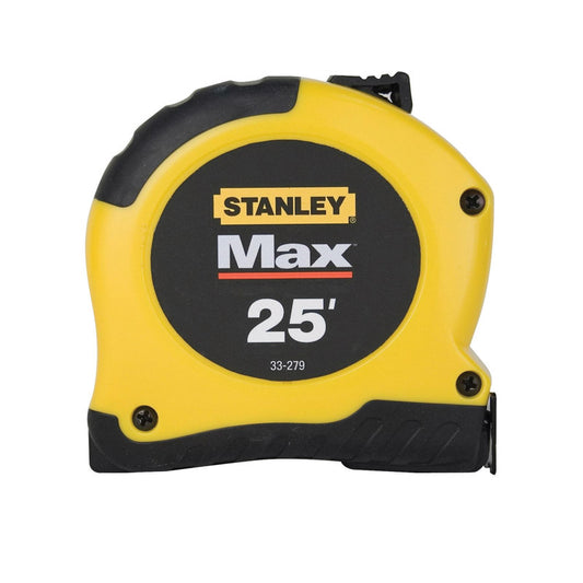 Stanley  Max  25 ft. L x 1.13 in. W Tape Measure  Black/Yellow  1 pk
