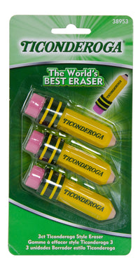 Ticonderoga 38953 2.875 X .75 Pencil Shaped Erasers 3 Count