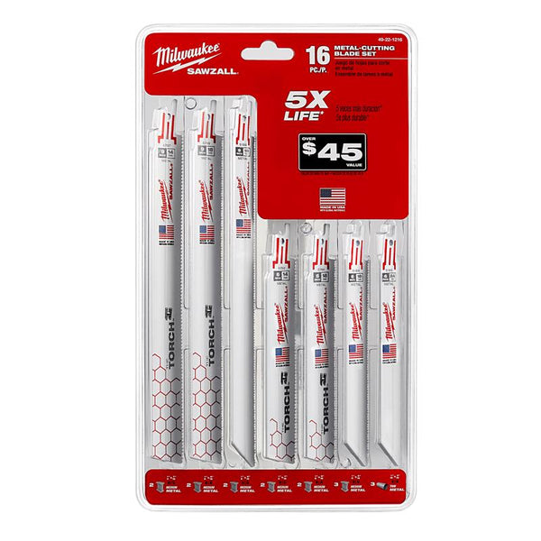 Juego de hojas de sierra recíproca bimetálicas de Milwaukee, 16 piezas