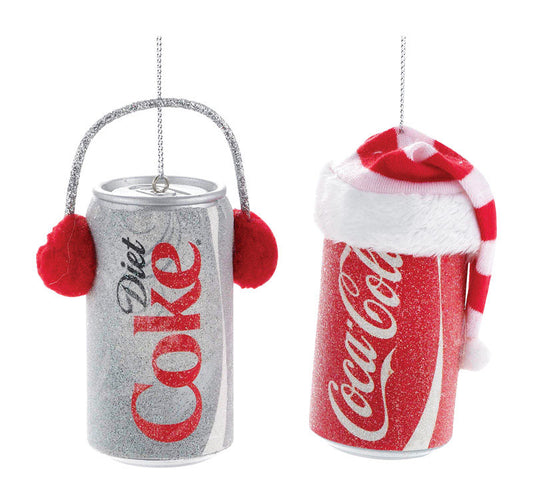 Kurt S. Adler Red/White Plastic Coke/Diet Coke Christmas Ornaments 1-9/16 in. L x 1-9/16 in. W