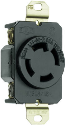 Locking Outlet, Black,  NEMA L14-30r, 125/250-Volt