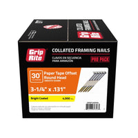 Grip-Rite 3-1/4 in. Angled Strip Framing Nails 30 deg. Smooth Shank 4000 pk