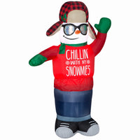 Inflatable Snowman, Wears Christmas Sweater, Animated, Illuminated, 72-In.
