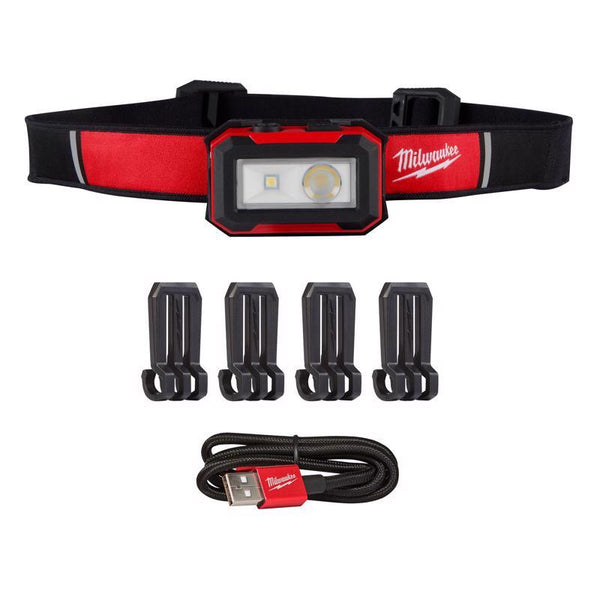 Lámpara frontal táctica LED negra/roja de 450 lm de Milwaukee