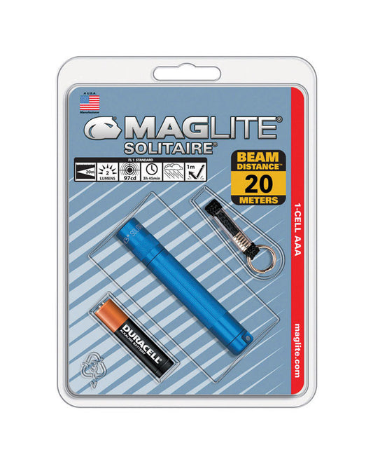 Maglite Solitaire 2 lm Blue Incandescent Flashlight With Key Ring AAA Battery