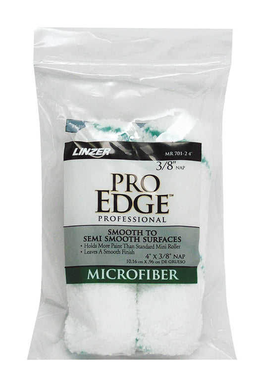 Linzer Pro Edge Microfiber 4 in. W X 3/8 in. Mini Paint Roller Cover 2 pk