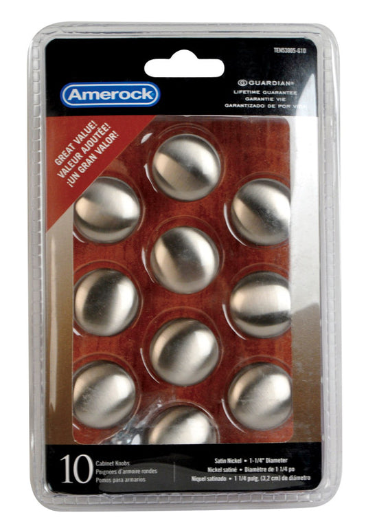 Amerock Allison Value Round Cabinet Knob 1-1/4 in. D 1-1/8 in. Satin Nickel 10 pk