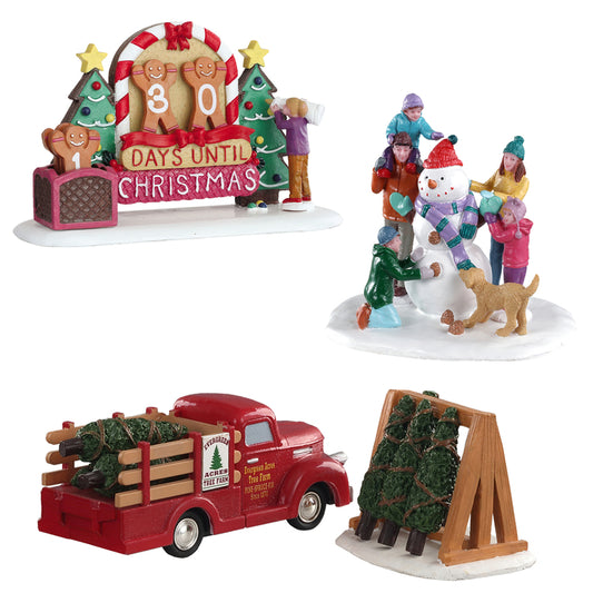 Lemax Assorted Snowman Teamwork, Tree Delivery, Gingerbread Count Village Accessory