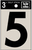 Hy-Ko 3 in. Black Vinyl Number 5 Self-Adhesive 1 pc. (Pack of 10)