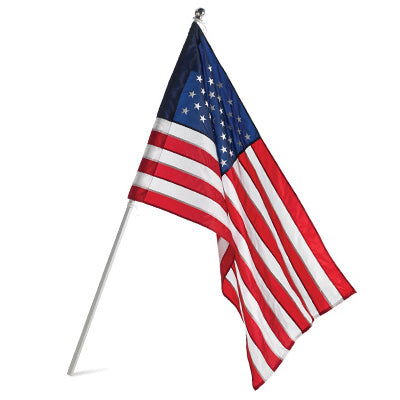 U.S. Flag  & Pole Set, Nylon, 2.5 x 4 Ft.