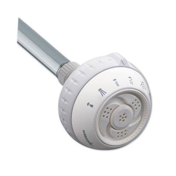 Waterpik PowerSpray White 6 settings Showerhead 1.8 gpm