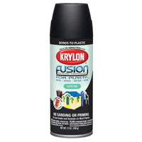 Krylon Satin Black 12 oz. Fusion Spray Paint (Pack of 6)