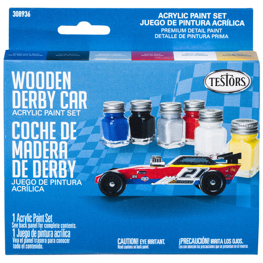Testor'S 308936 Wooden Derby Car Acrylic 7 Piece Paint Set (Pack of 4)