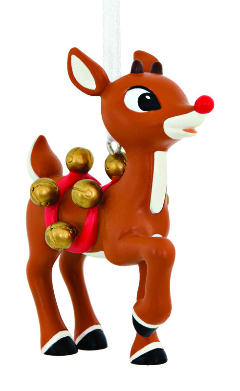 Hallmark  Rudolph with Bells  Christmas Ornament  Multicolored  Resin  2.80 in. 1 pk