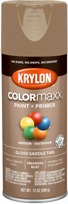 COLORmaxx Spray Paint + Primer, Gloss Saddle Tan, 12-oz.