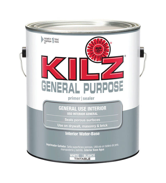 KILZ General Purpose White Flat Water-Based Primer and Sealer 1 gal. (Pack of 4)