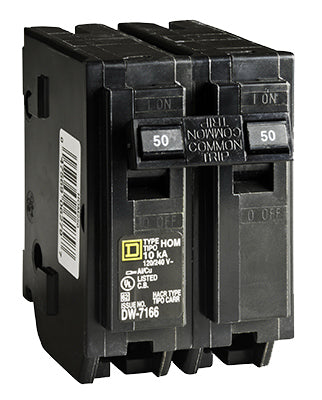 Square D Hom250cp 50a 2p 120/240v Standard Miniature Circuit Breaker Plug-In Mount