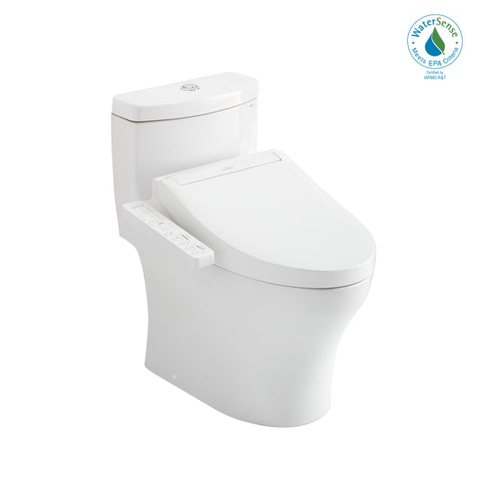 TOTO® WASHLET®+ Aquia® IV One-Piece Elongated Dual Flush 1.28 and 0.8 GPF Toilet and WASHLET C2 Bidet Seat, Cotton White - MW6463074CEMFG#01
